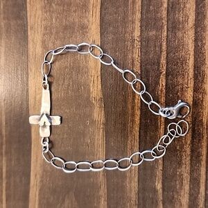 Sterling Silver 925 9.5 inch Heart Cross Faith Ankle Bracelet Anklet